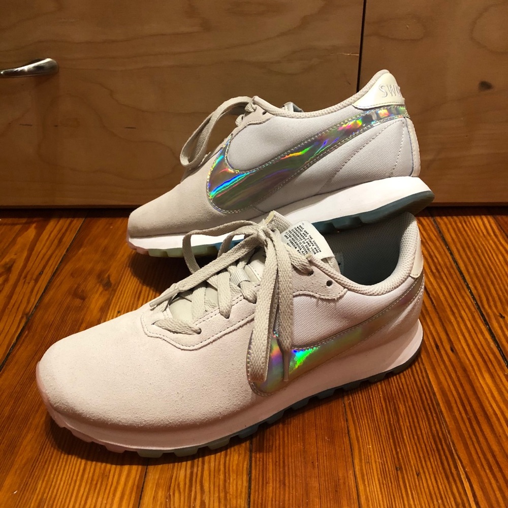 Nike suede and rainbow holographic sneakers